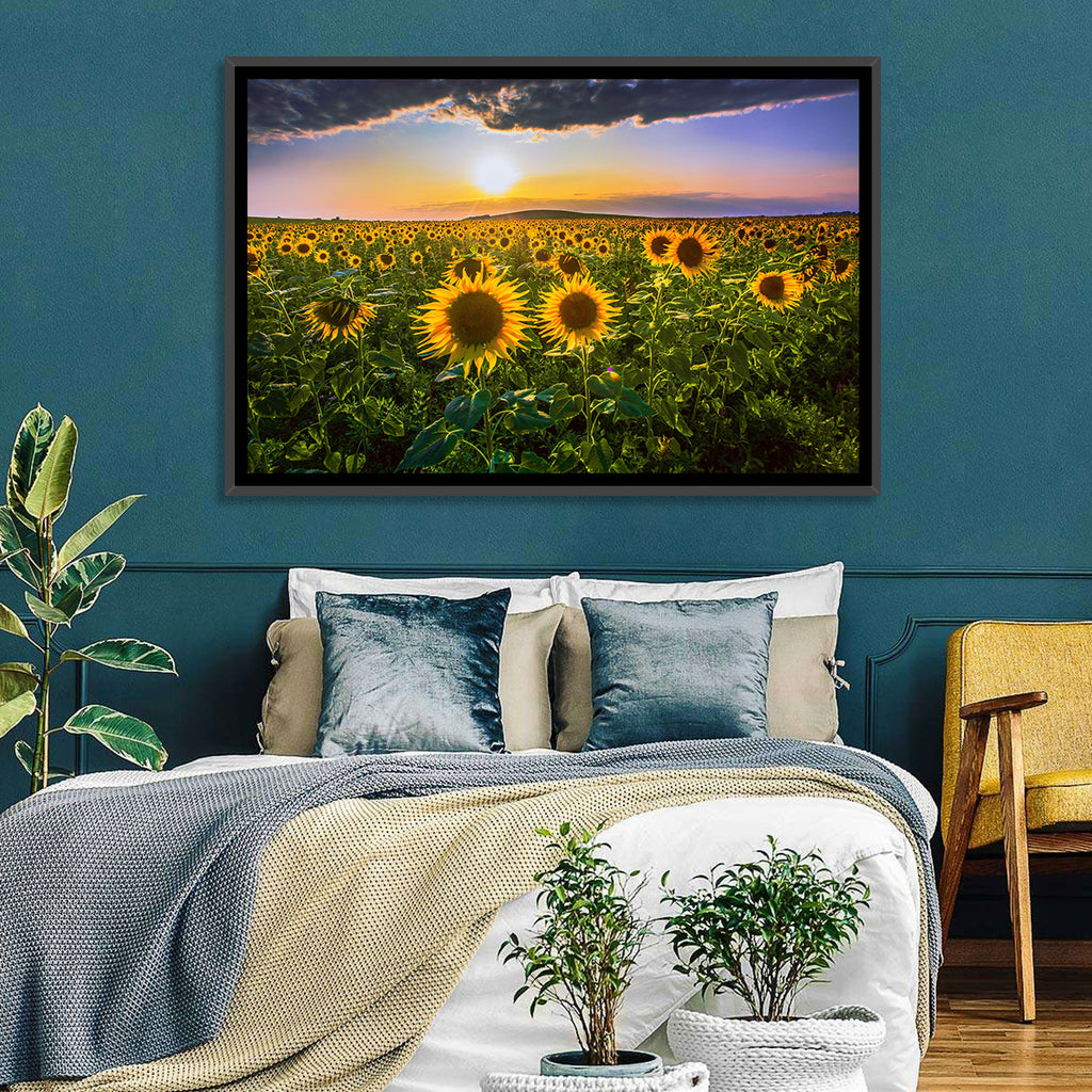 Sunflower Field at Golden Hour Wall Art