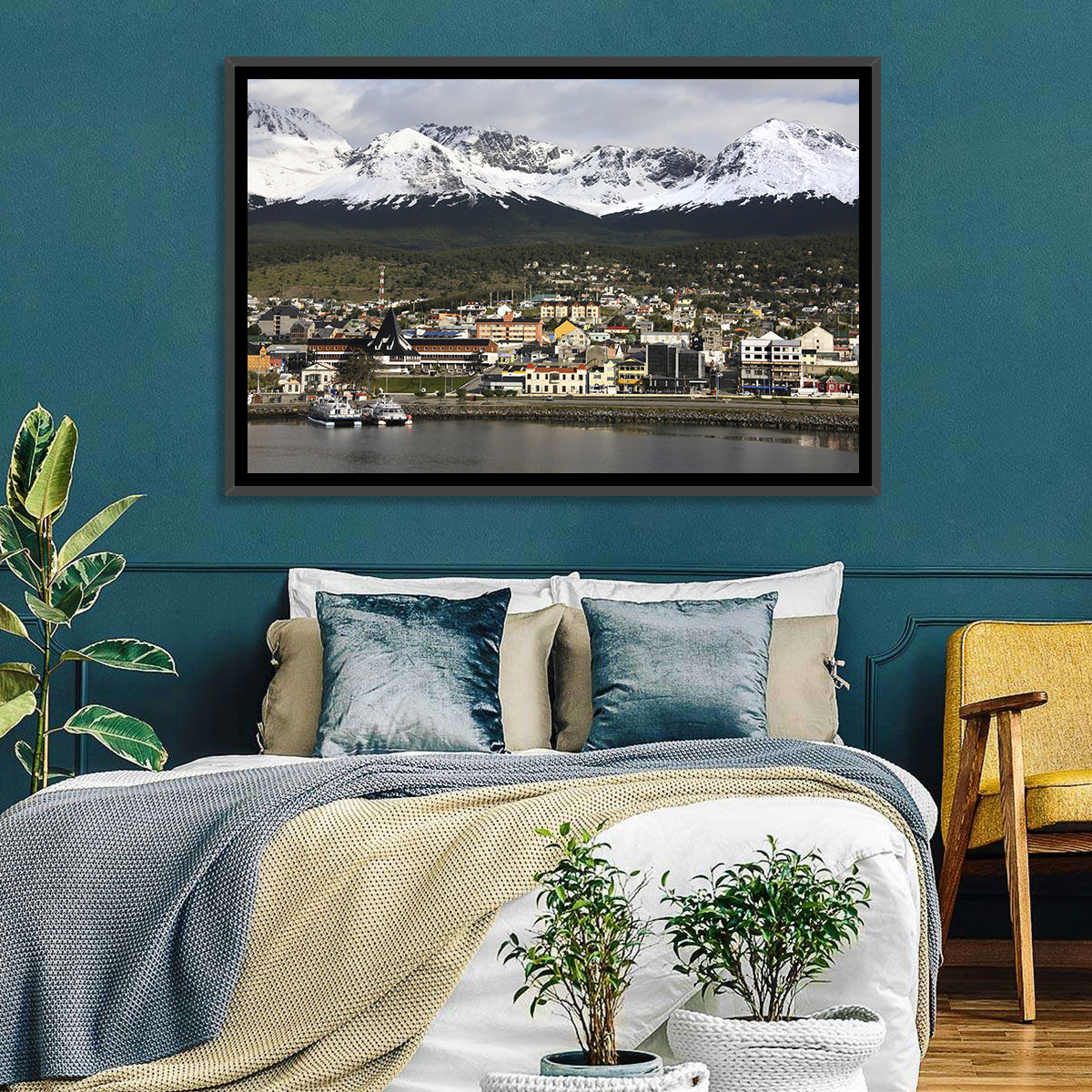 Ushuaia Harbor and Snowcapped Mountains Wall Art