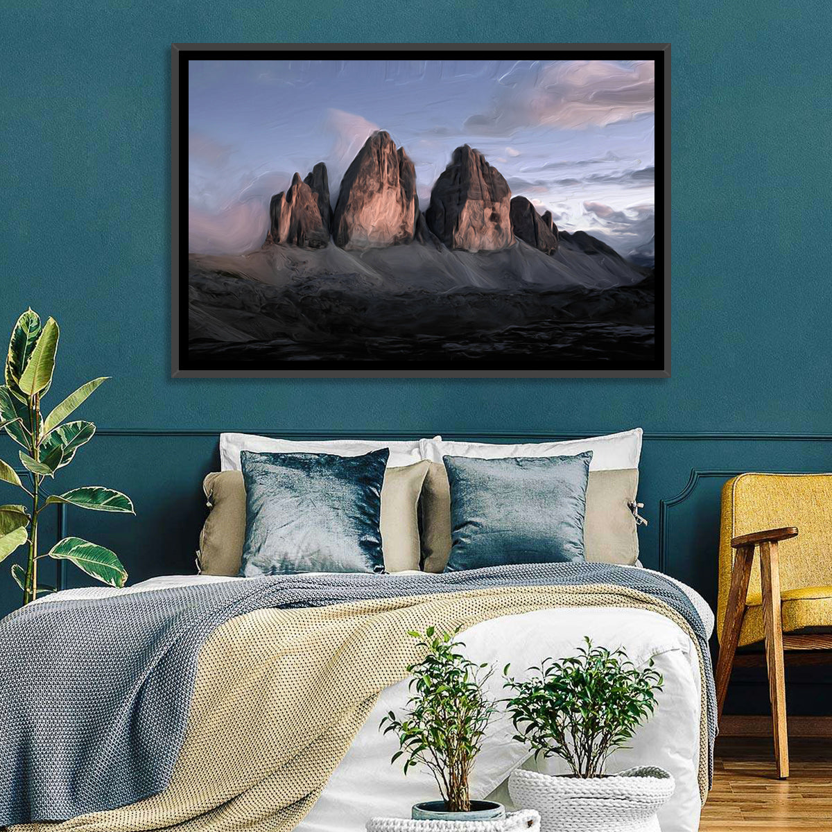 Tre Cime at Dusk Wall Art in a room, landscape