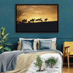 Mustang Silhouettes at Sunset Wall Art