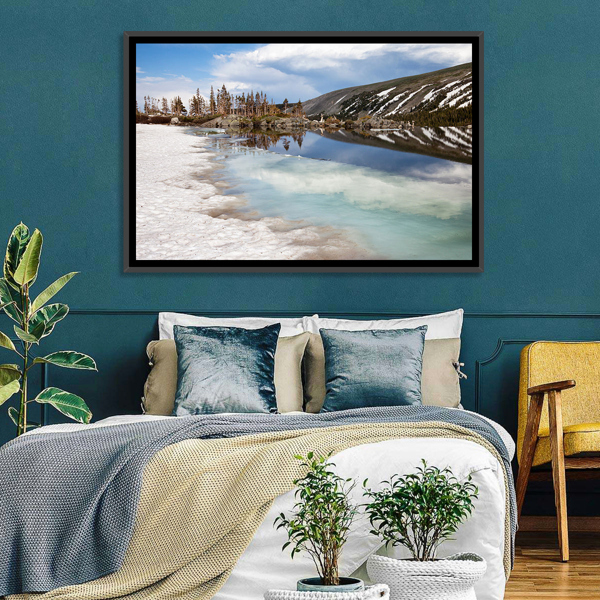Lake Isabelle Reflection Wall Art in a room, landscape