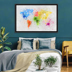 Vibrant Watercolor World Map Wall Art