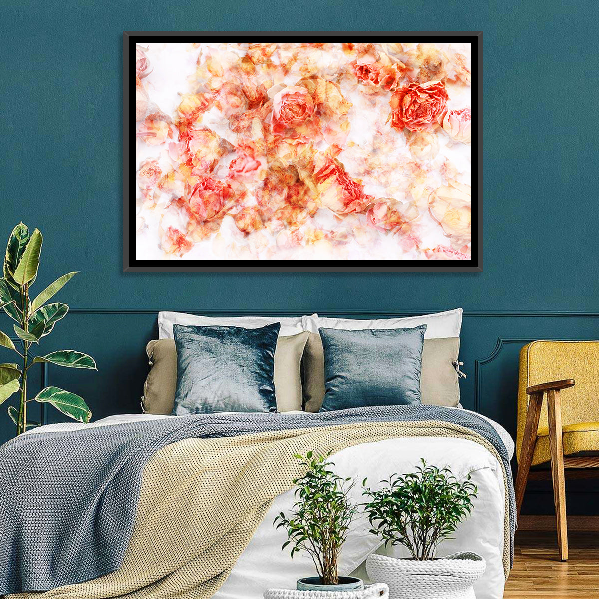 Scattered Dried Rose Petals Wall Art in a room, landscape
