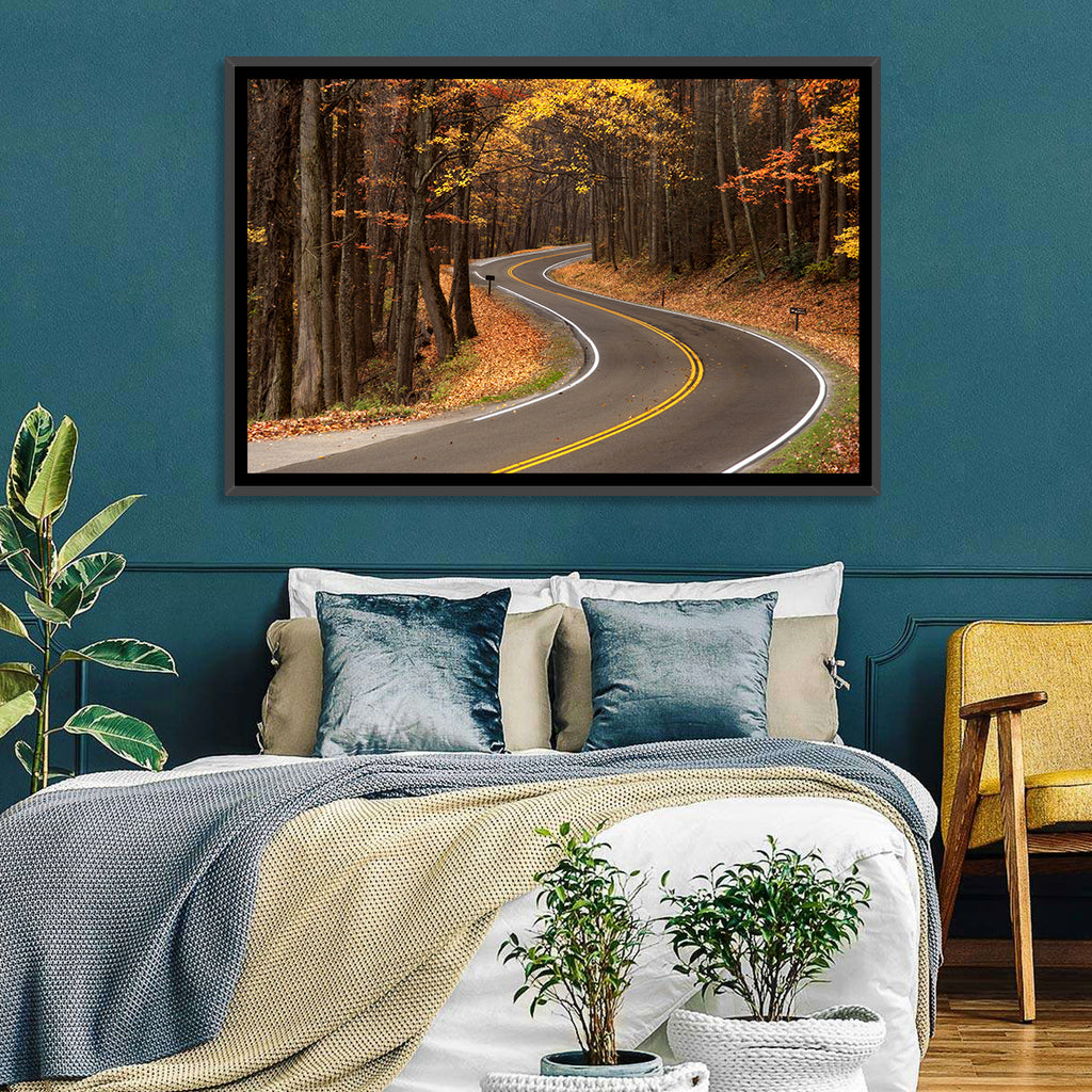 S-curve Road Through Autumn Forest Wall Art