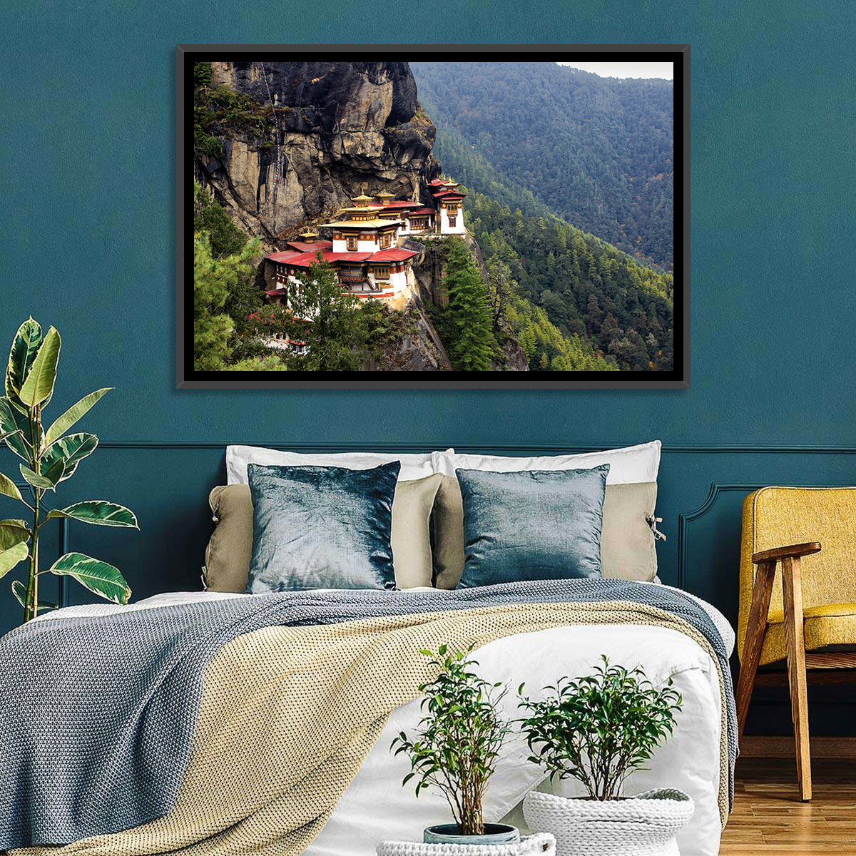 Tiger's Nest Monastery, Paro Bhutan Wall Art in a room, landscape