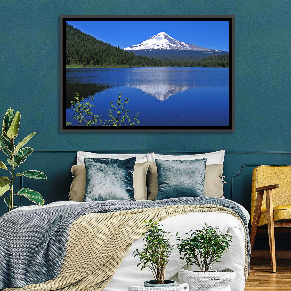 Mount Hood at Trillium Lake Wall Art in a room, landscape