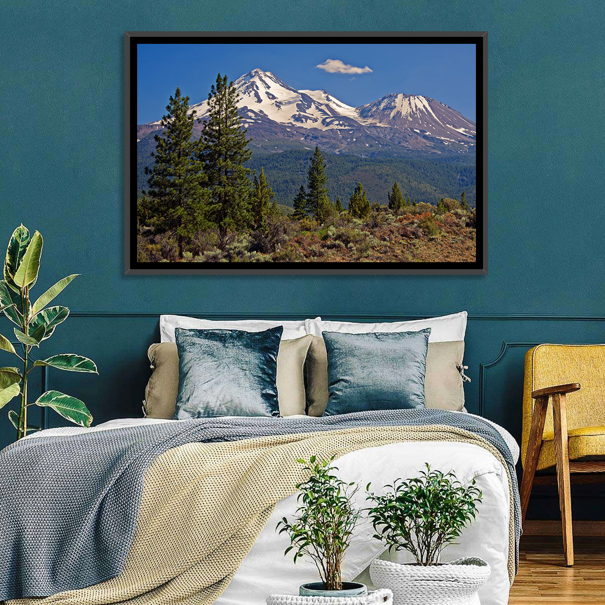 Mount Shasta Wall Art in a room, landscape