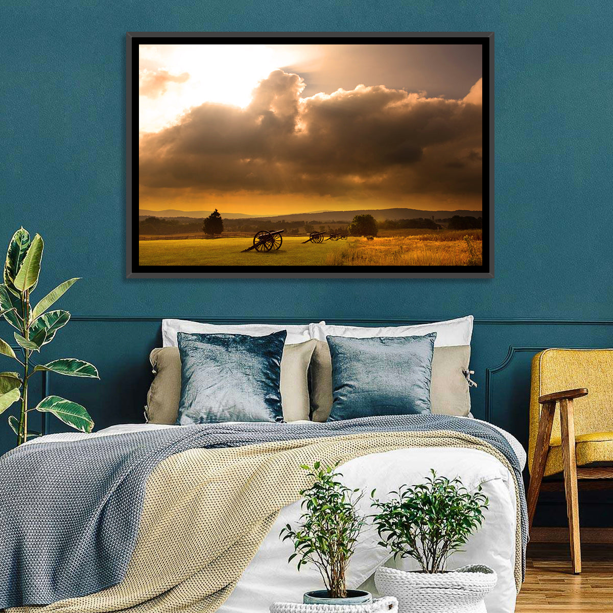 Antietam Civil War Battlefield Wall Art in a room, landscape