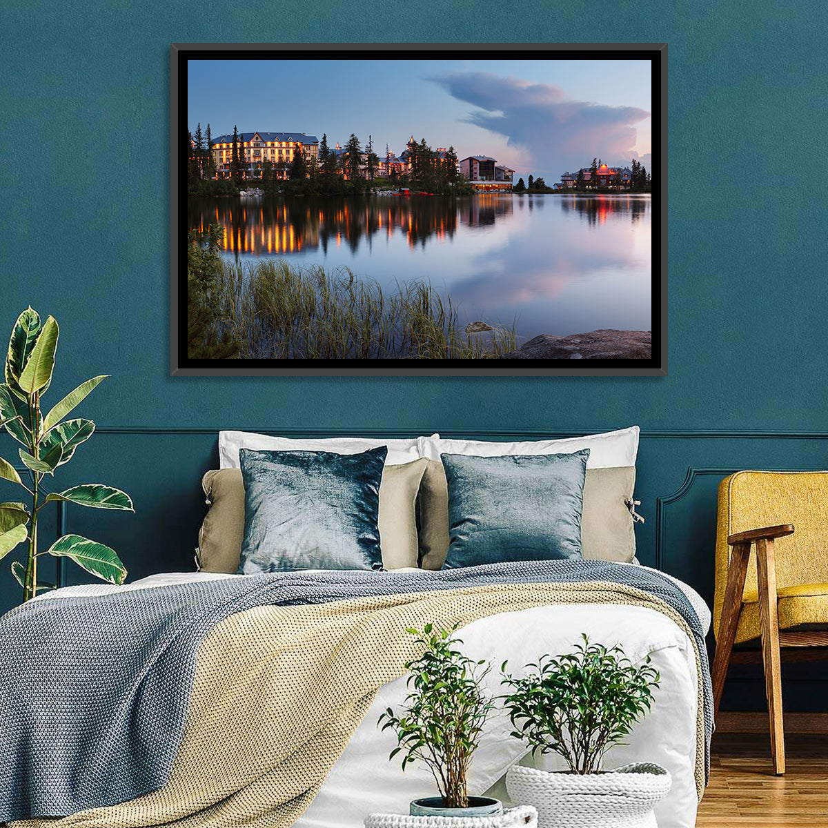 Štrbské Pleso at Dusk Wall Art in a room, landscape