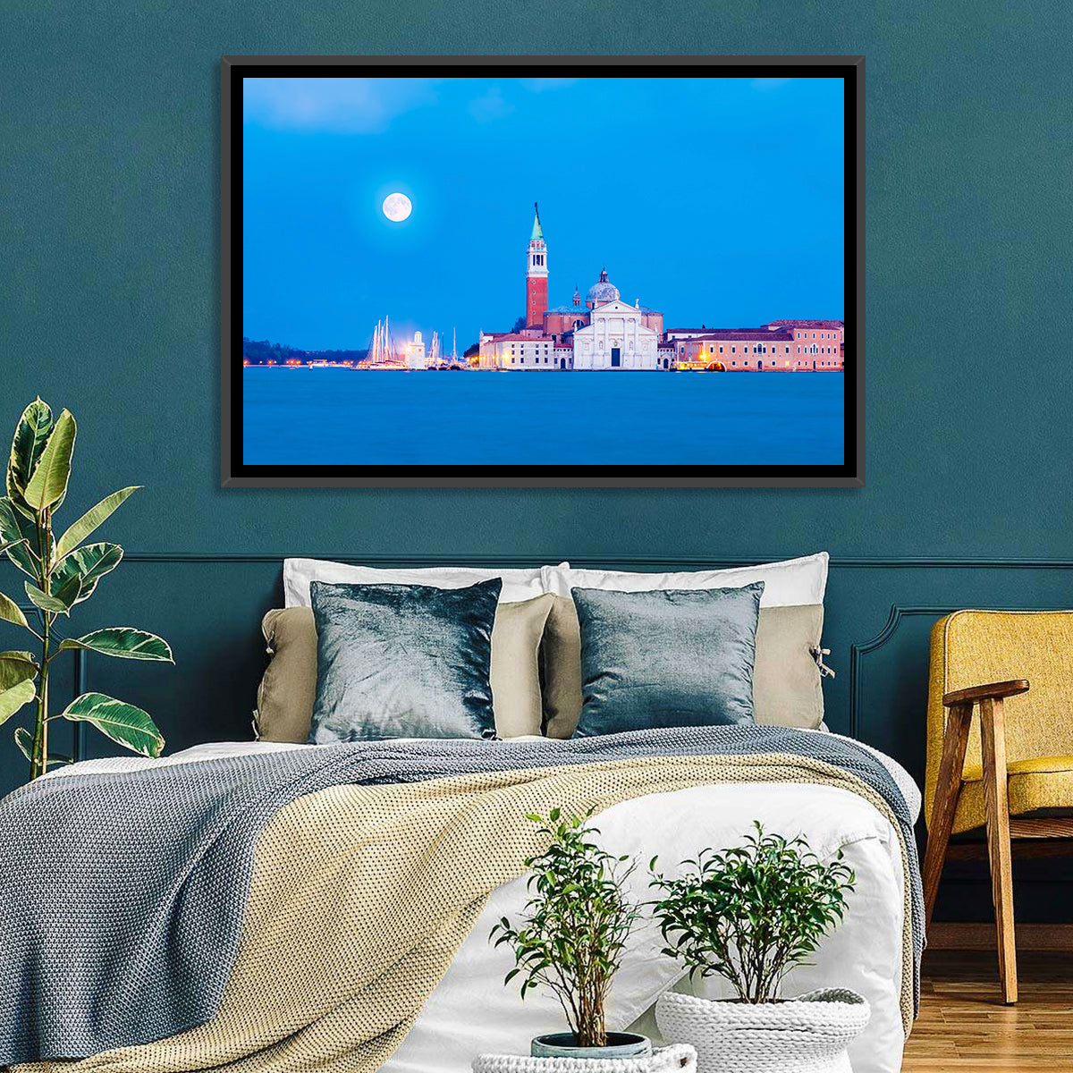 San Giorgio Maggiore Moonlight Wall Art in a room, landscape