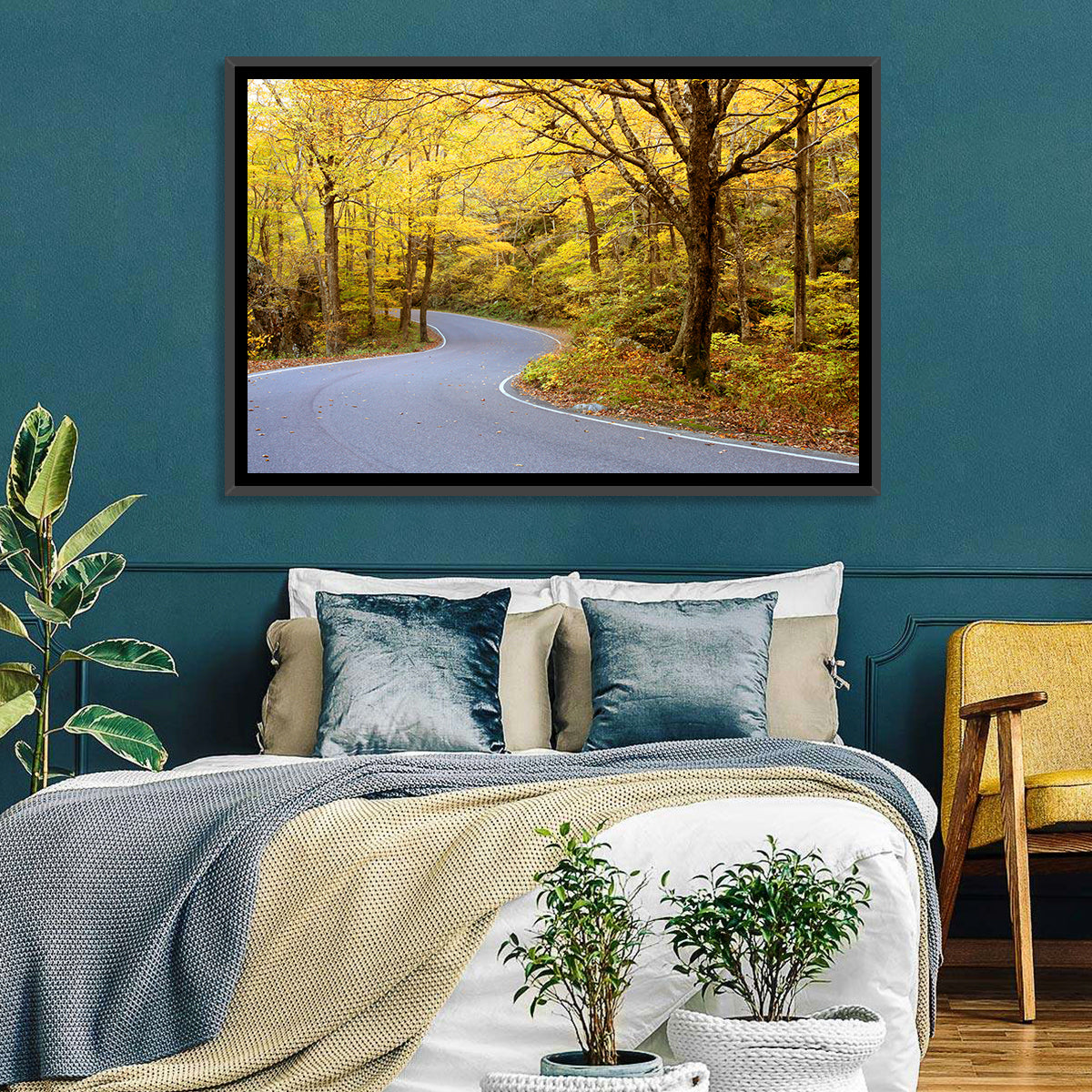 Winding Road Through Autumn Foliage Wall Art
