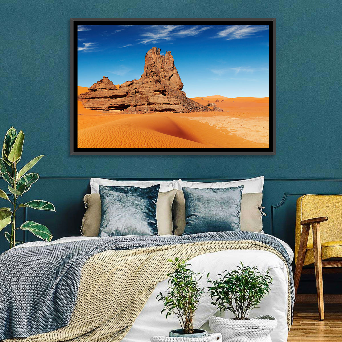 Sahara Rock Formation Landscape Wall Art in a room, landscape