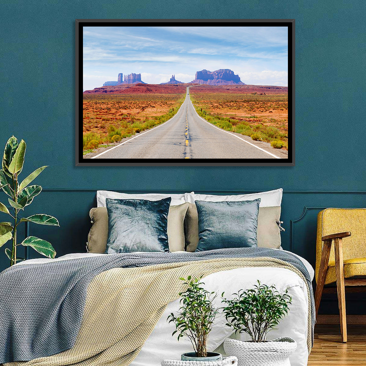 Highway 163 Into Monument Valley Wall Art in a room, landscape
