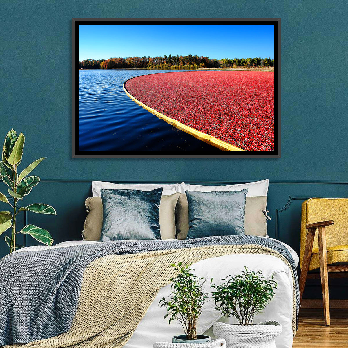 Flooded Cranberry Bog Wall Art in a room, landscape