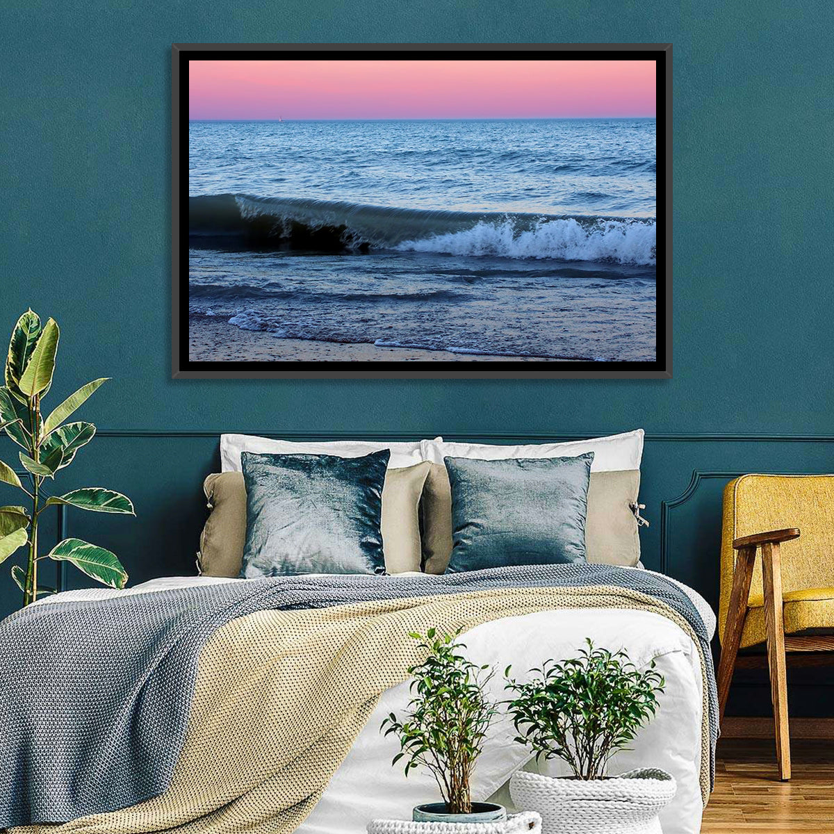 Lake Michigan Sunset with Sailboat Wall Art