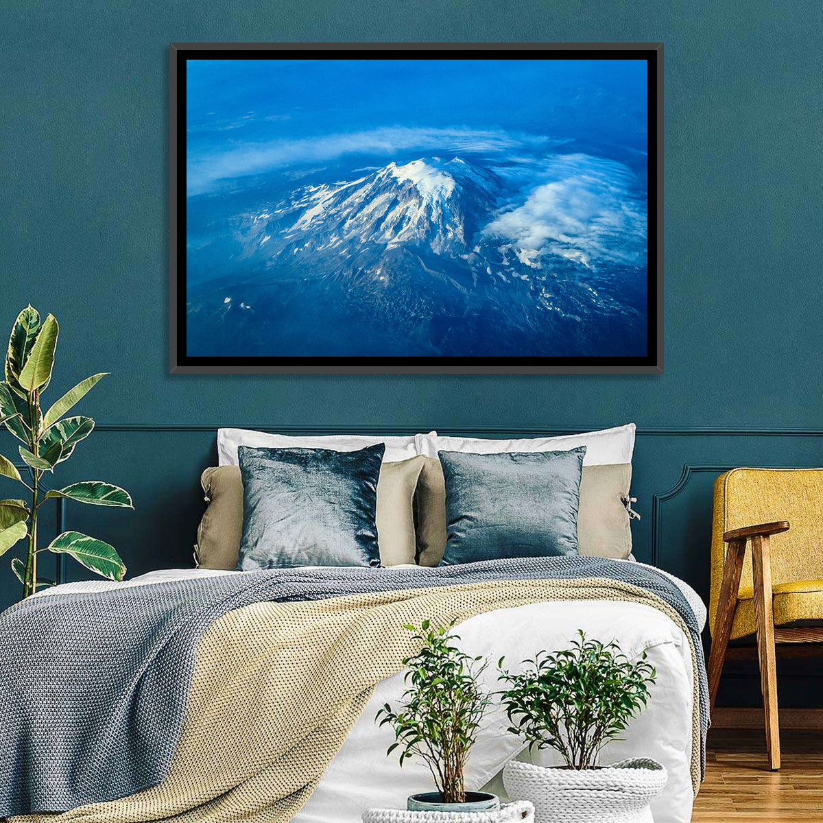 Mount Rainier Above the Clouds Wall Art in a room, landscape