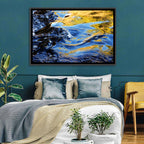 Flowing Stream with Golden Reflections Wall Art