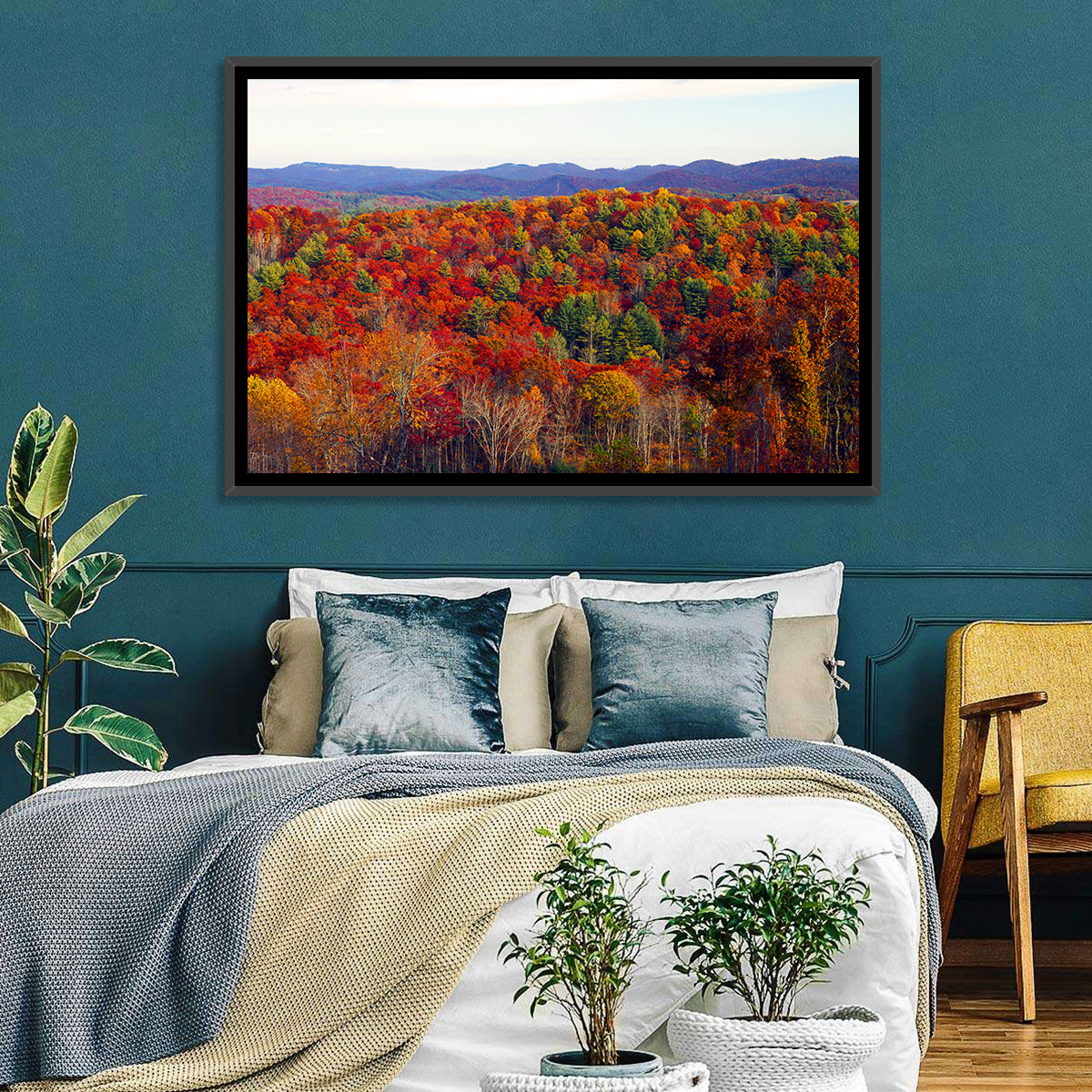 Autumn in the Appalachian Forest Wall Art in a room, landscape