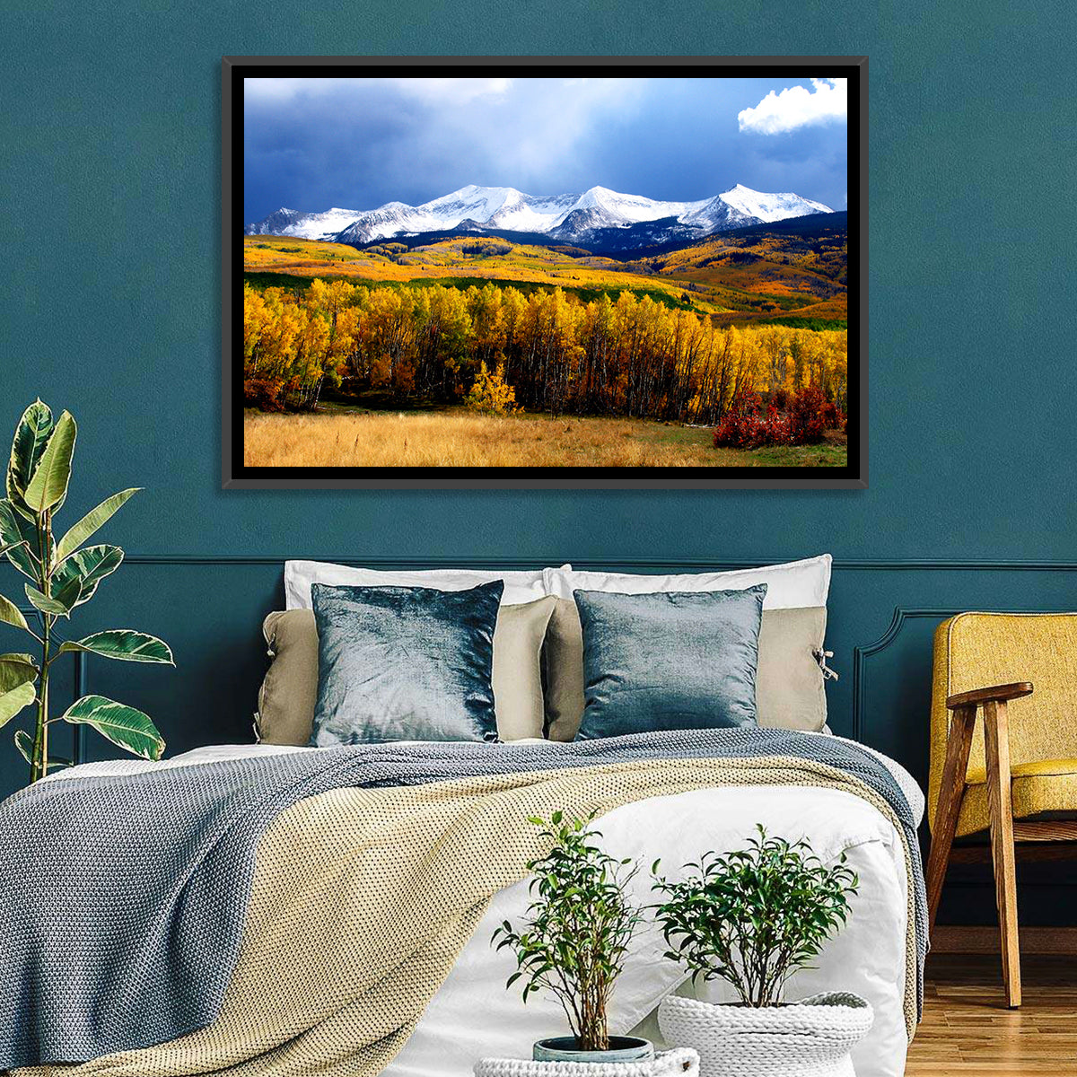 Crested Butte Autumn Mountains Wall Art in a room, landscape