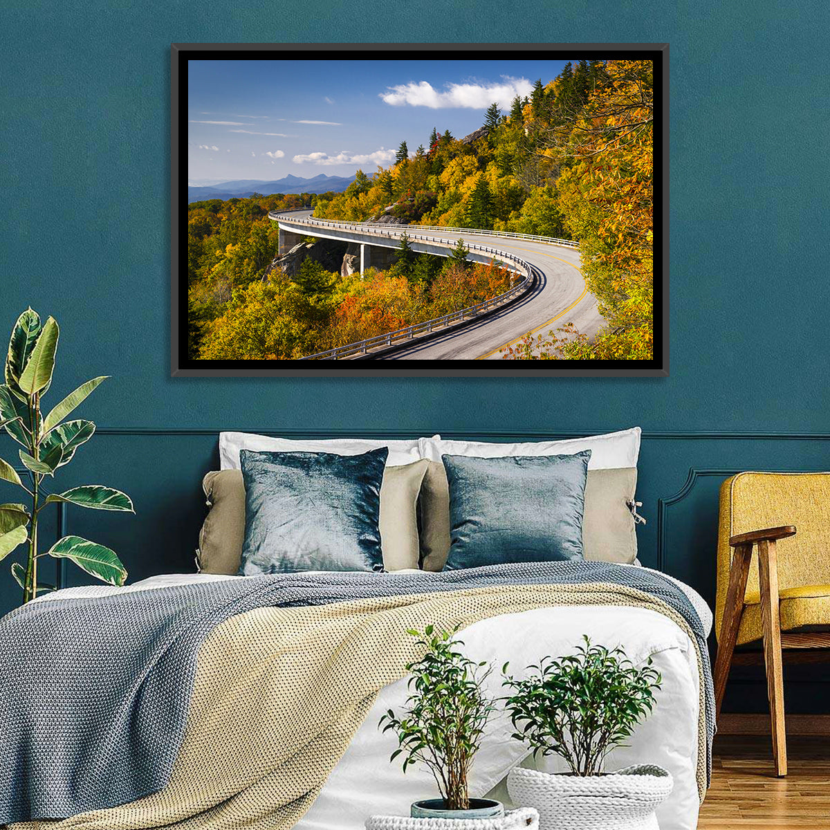 Linn Cove Viaduct at Grandfather Mountain Wall Art in a room, landscape