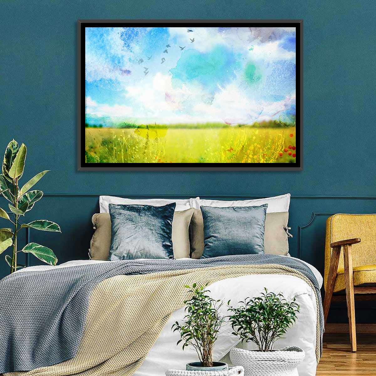 Watercolor Wildflower Field Wall Art
