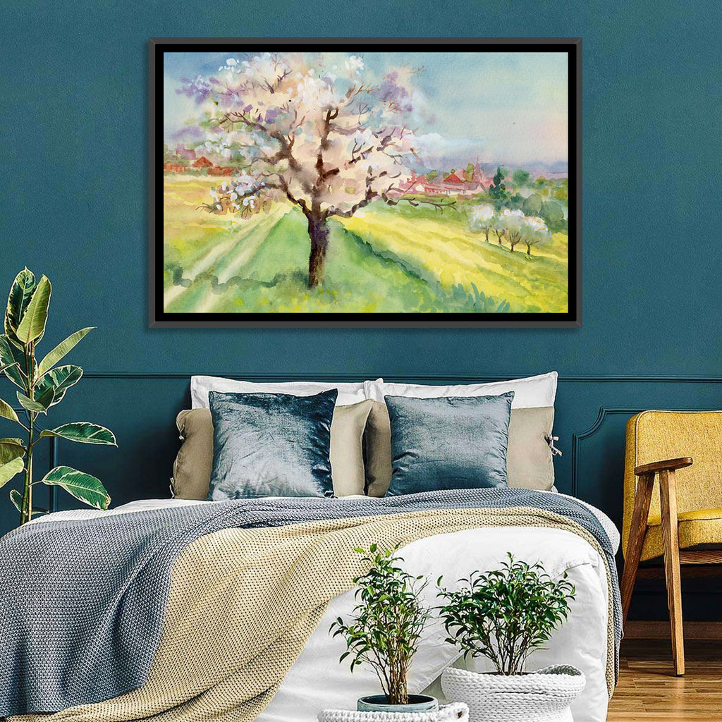 Spring Village Watercolor Wall Art