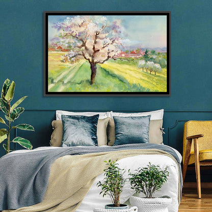 Watercolor Village in Spring Wall Art