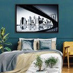 Brooklyn Bridge Low Angle Skyline Reflection Wall Art