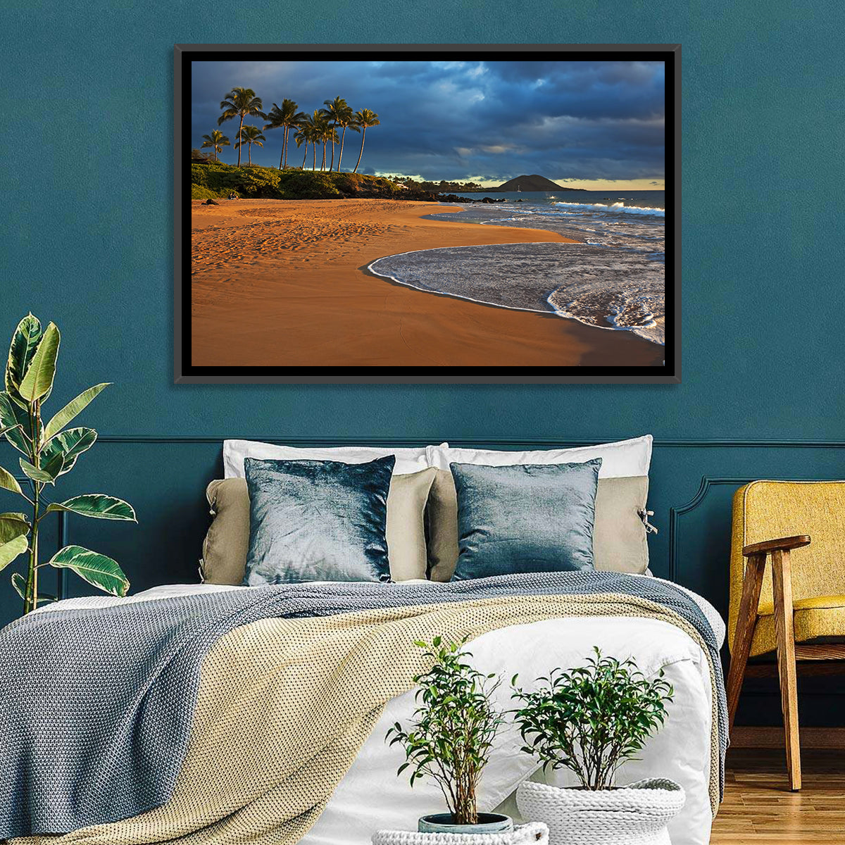 Poolenalena Beach Sunset Wall Art in a room, landscape