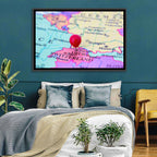 Zurich Map with Red Pin Wall Art