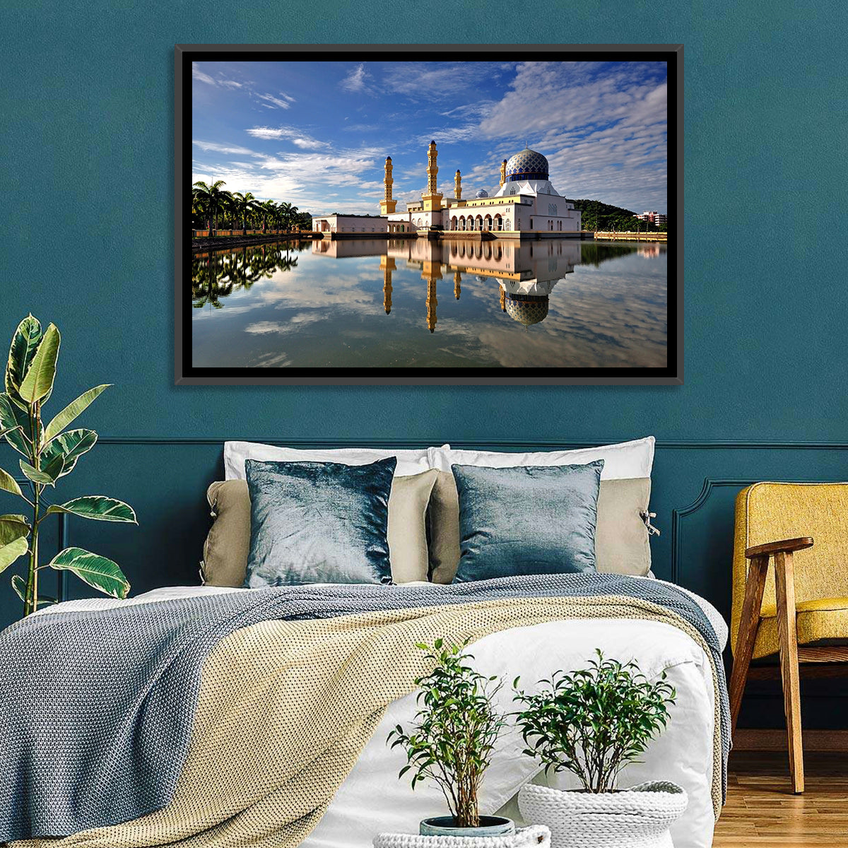 Kota Kinabalu City Mosque Wall Art in a room, landscape