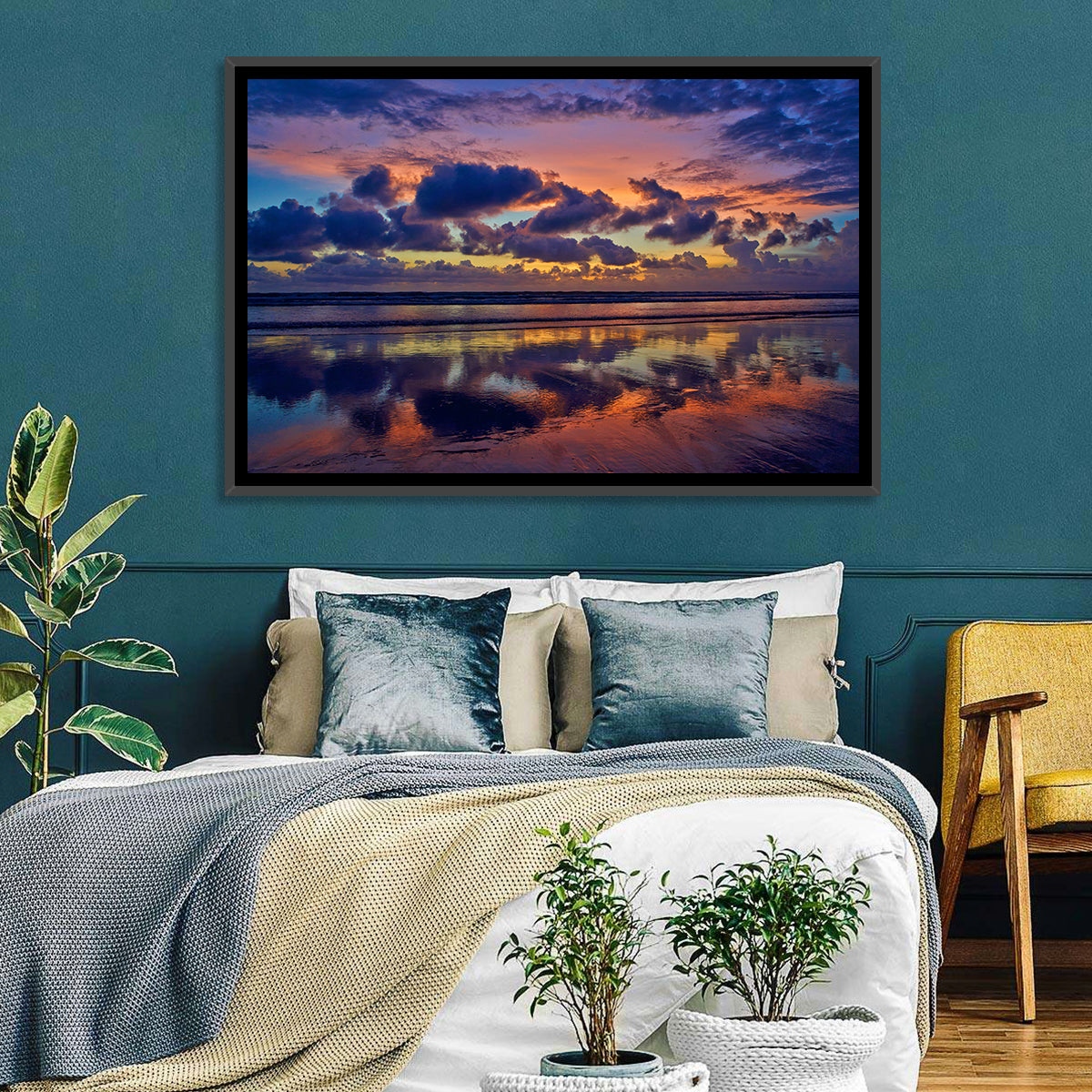 Dusk Beach Reflections Wall Art