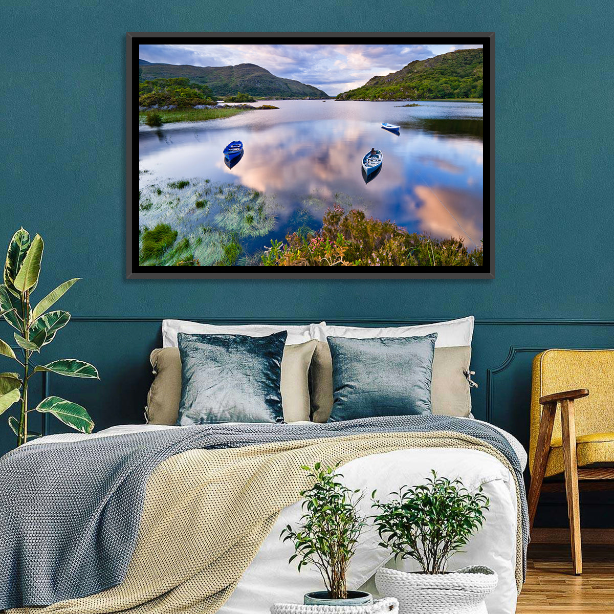 Lough Leane Rowboats at Dusk Wall Art in a room, landscape