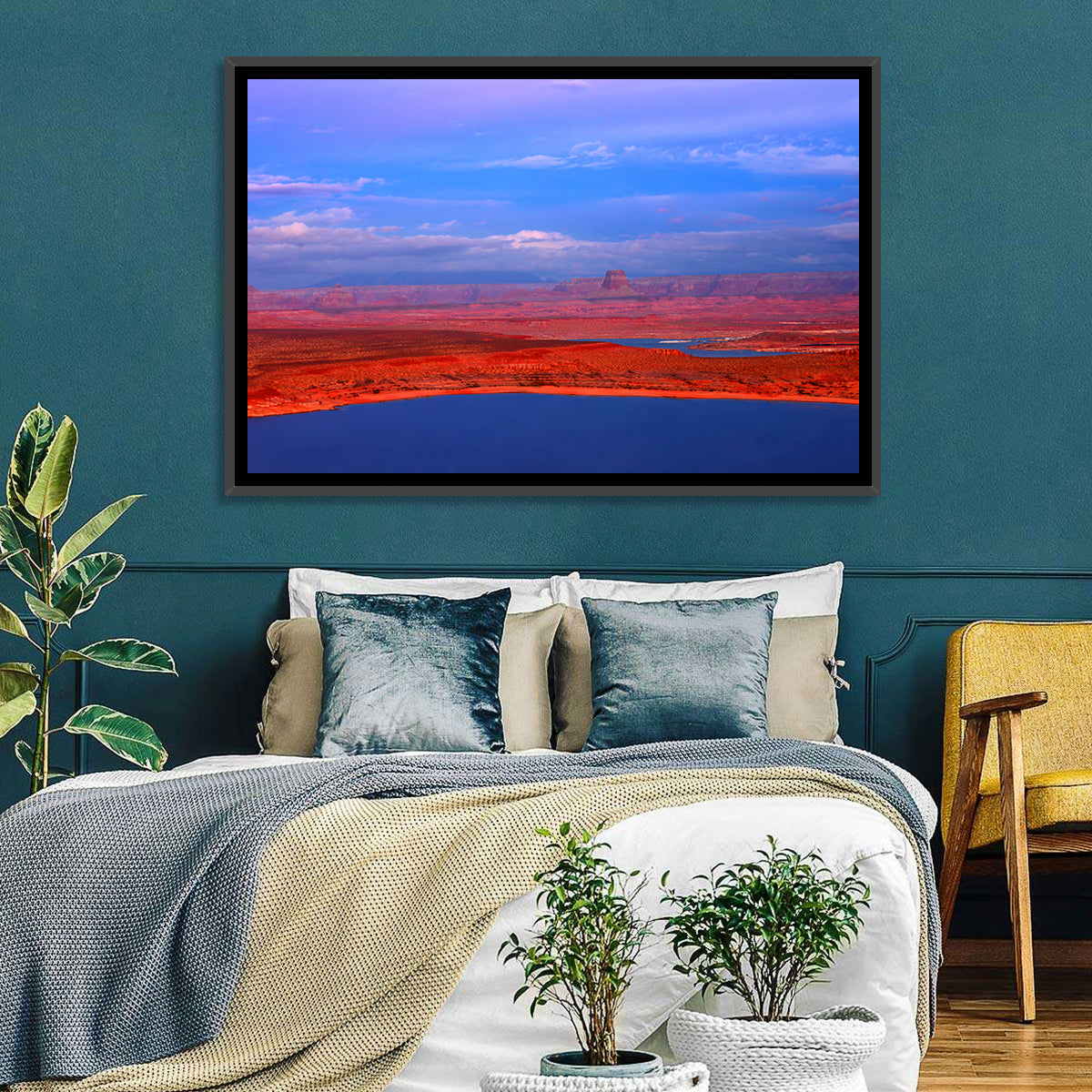 Lake Powell Sunset Wall Art in a room, landscape