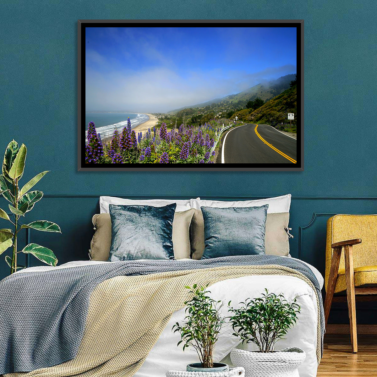 Big Sur Coastal Road Wall Art in a room, landscape