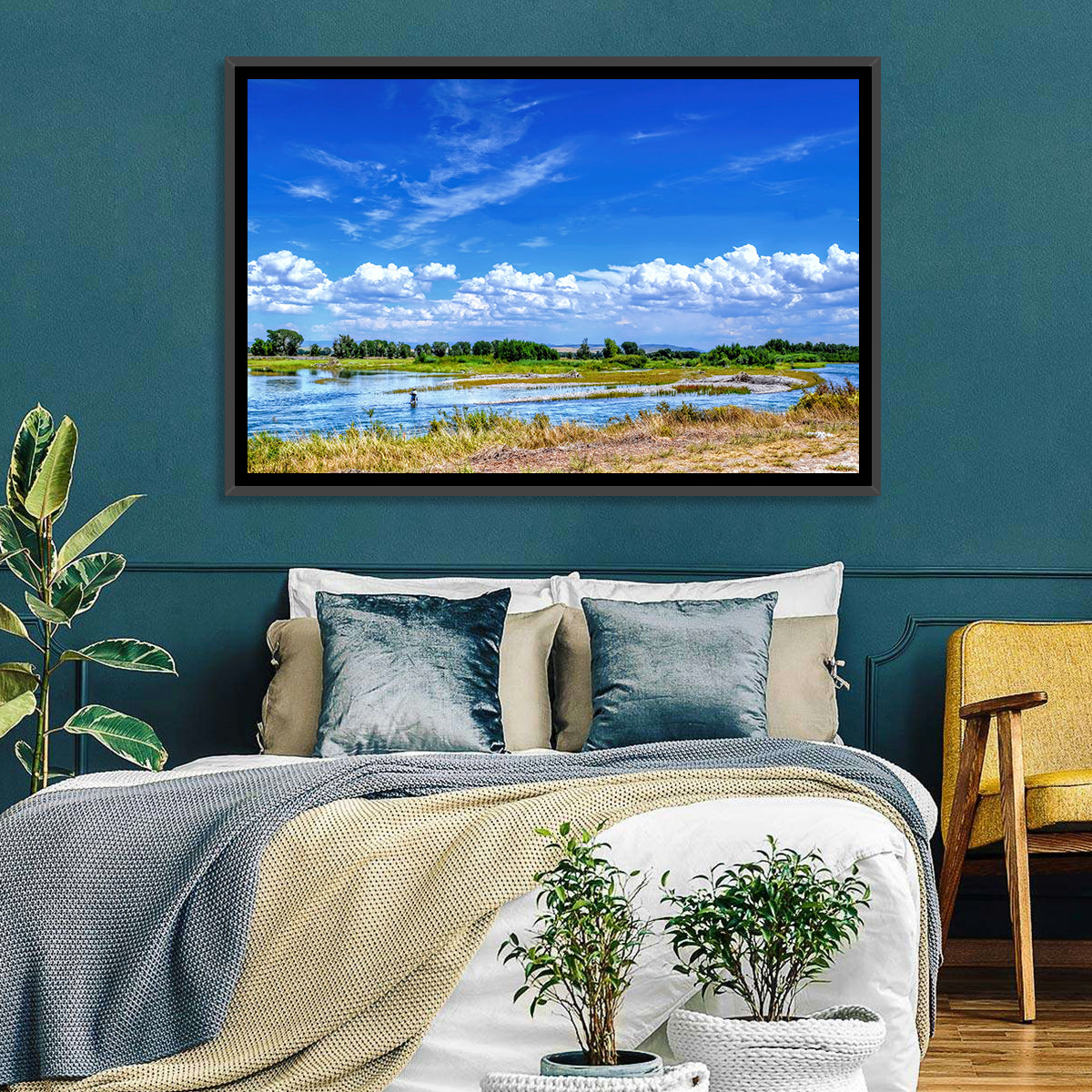 Snake River Fly Fishing, Idaho Wall Art in a room, landscape