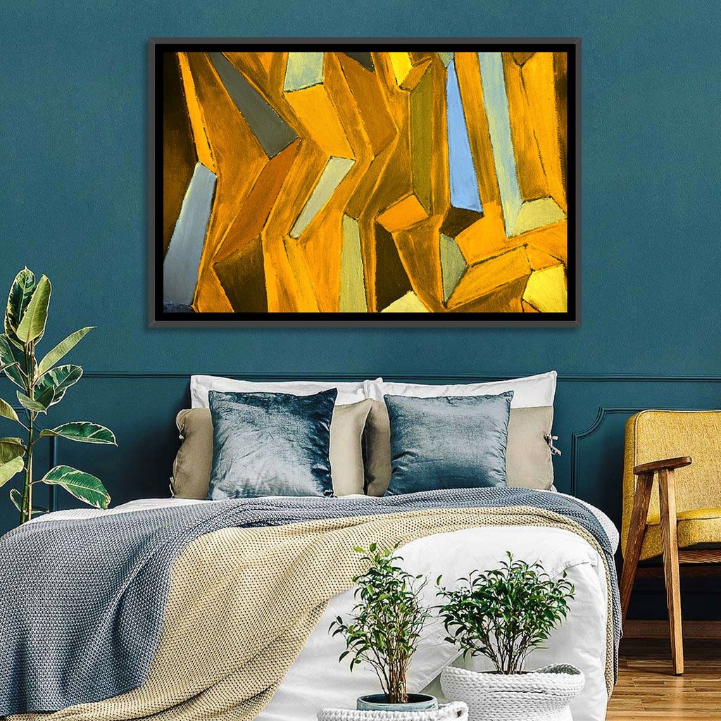Golden Blocks Abstract Wall Art