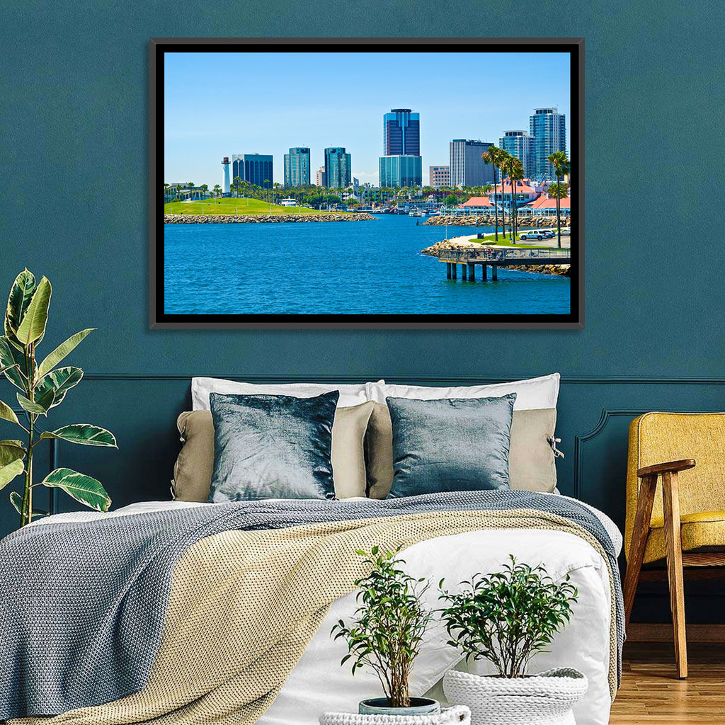Long Beach Rainbow Harbor Skyline Wall Art