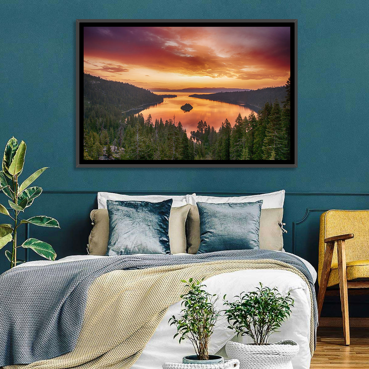 Emerald Bay Sunrise, Lake Tahoe Wall Art in a room, landscape