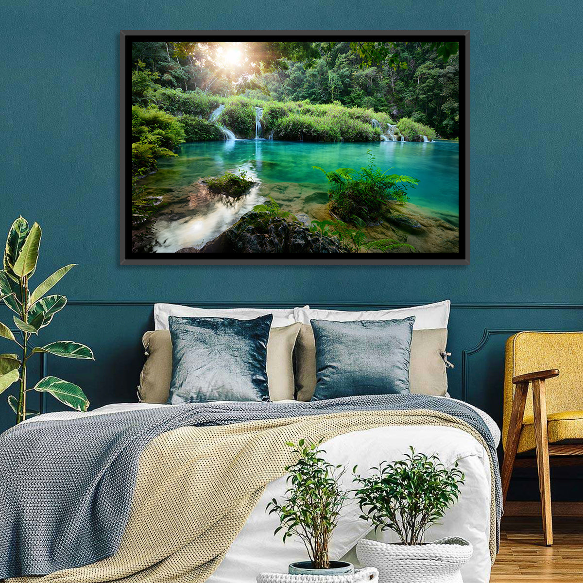 Semuc Champey Turquoise Pools Wall Art in a room, landscape