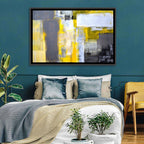 Yellow and Gray Color Block Abstract Wall Art