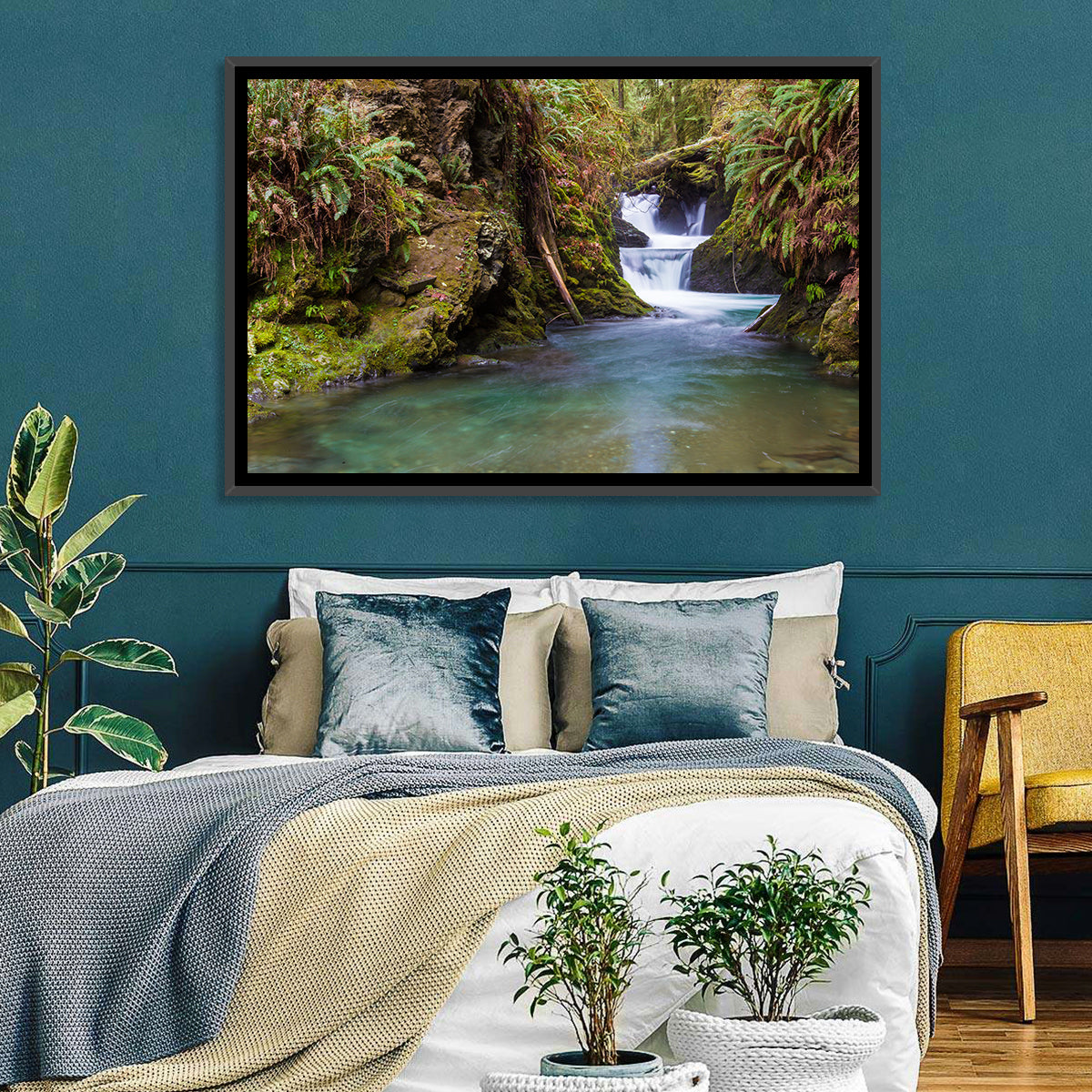 Willaby Creek Waterfall Wall Art in a room, landscape