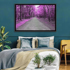 Magenta Autumn Forest Road Wall Art