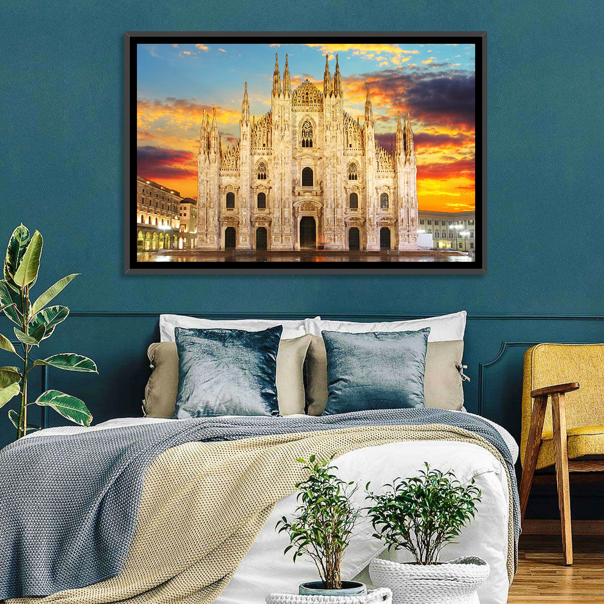 Milan Duomo at Sunset Wall Art in a room, landscape