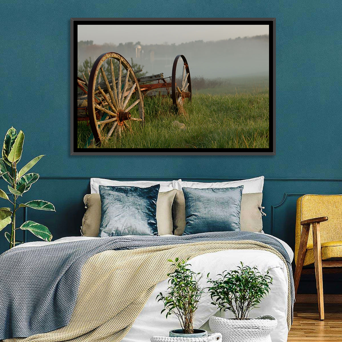 Weathered Wagon in Morning Mist Wall Art