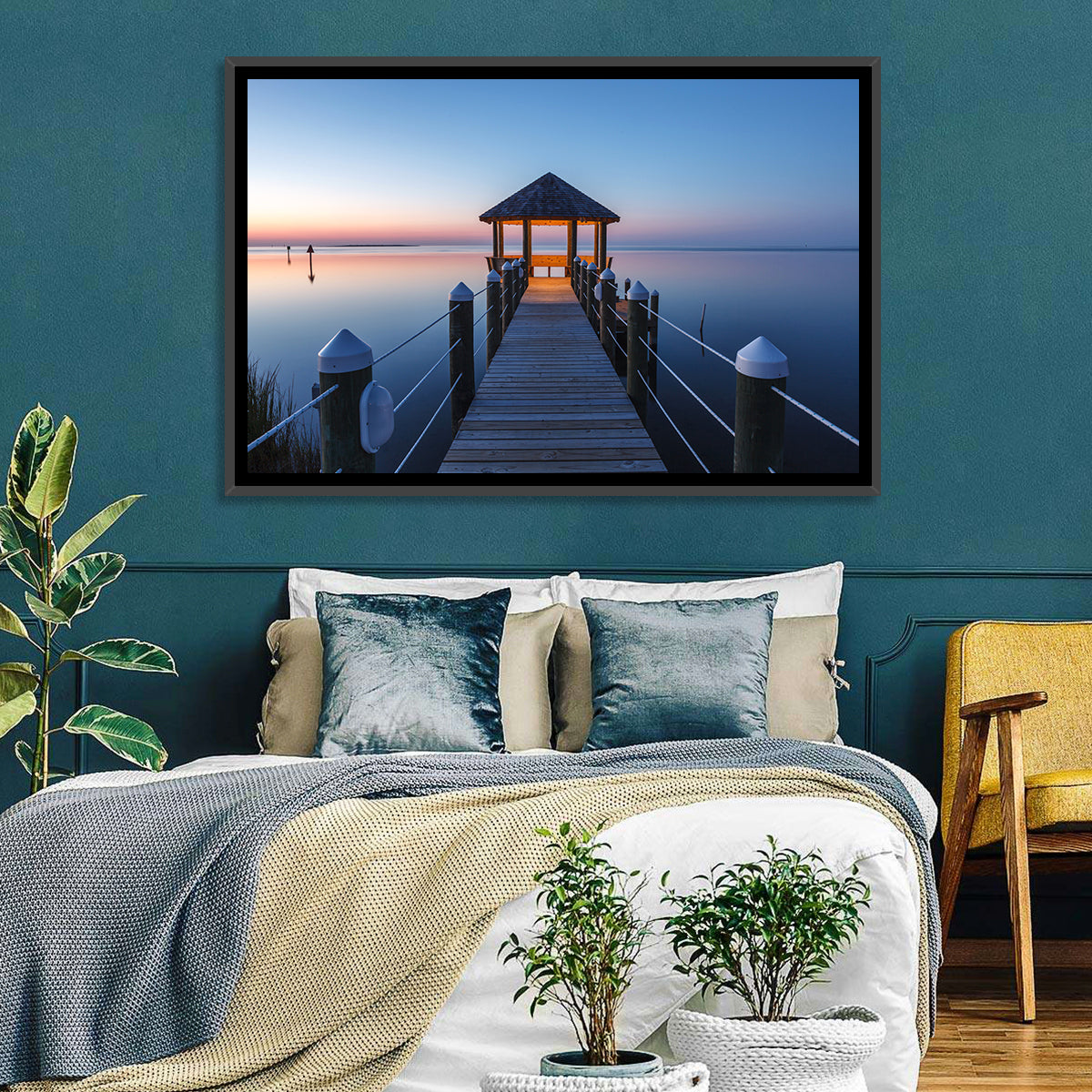 Pamlico Sound Twilight Gazebo Wall Art in a room, landscape