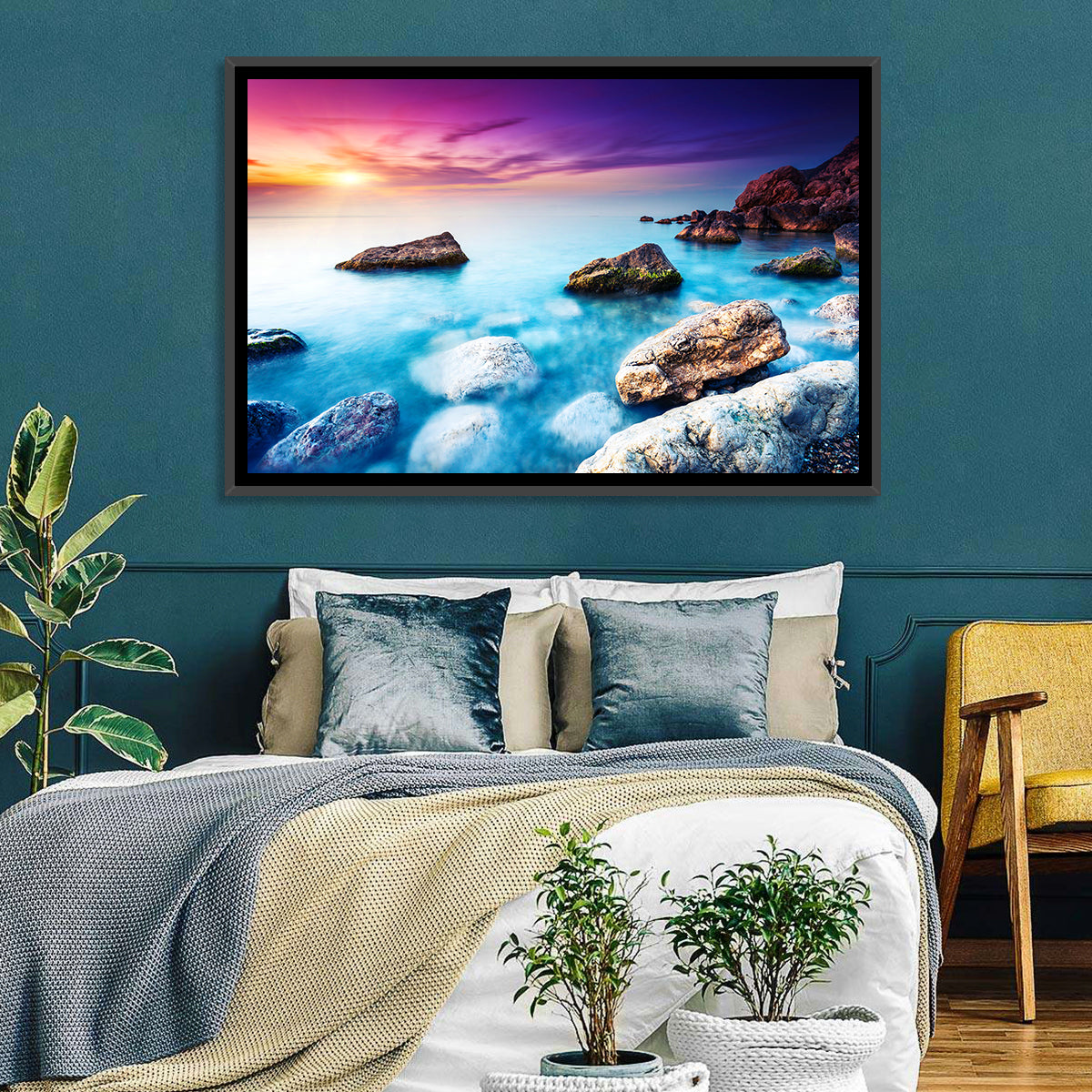 Rocky Beach Sunset Wall Art