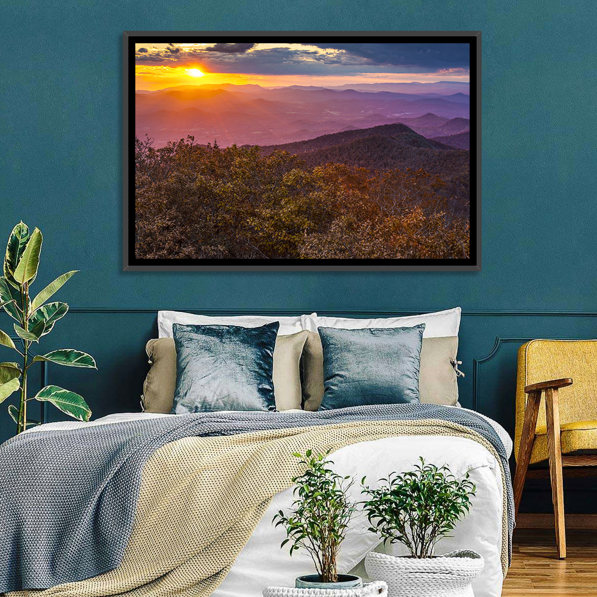 Blue Ridge Sunset Over Autumn Ridges Wall Art