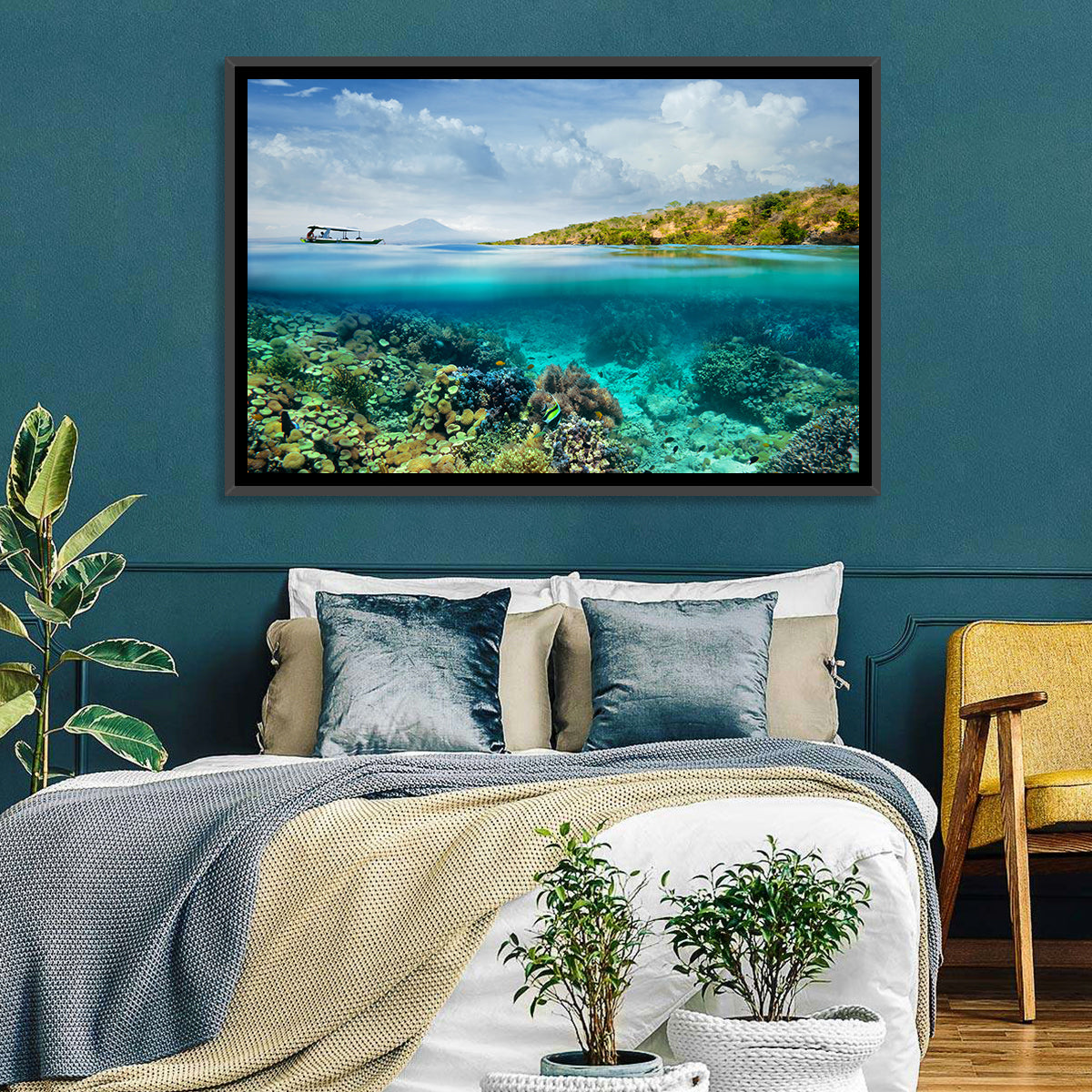 Menjangan Island Split View Wall Art in a room, landscape