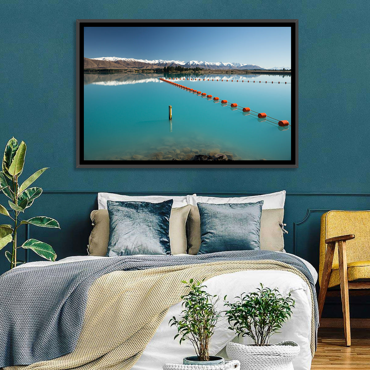 Lake Ruataniwha Reflection Wall Art in a room, landscape
